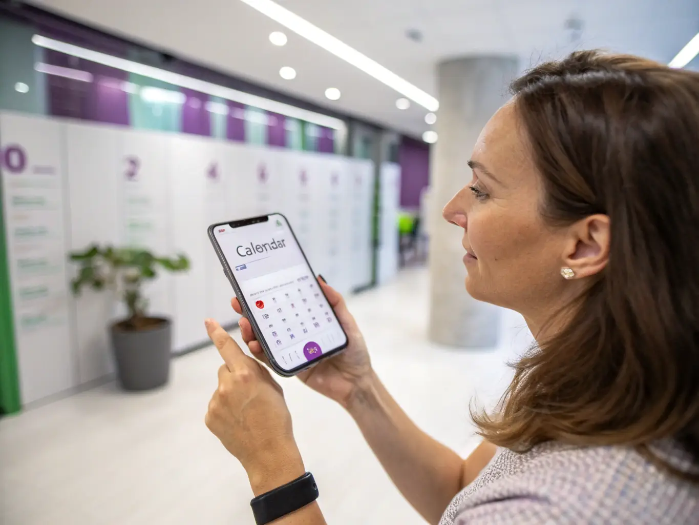 A comforting image of a family member reviewing the activity log of their elderly parent on the AcompanhAI app, showing a well-managed and engaging daily routine.